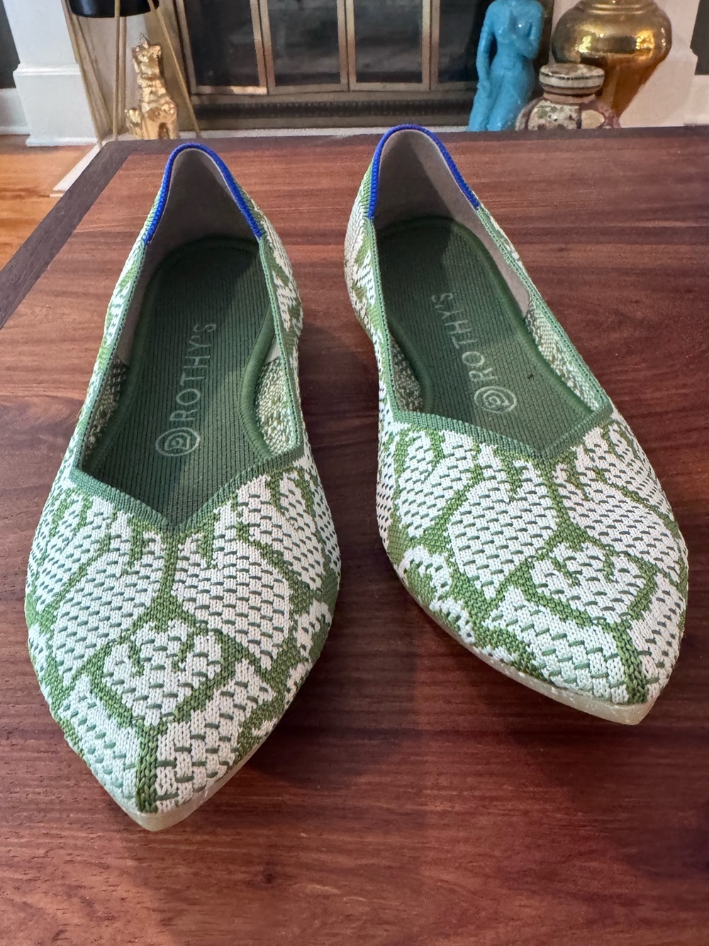 Size 10 Rare Green Meadow The Point flats - retired pattern like new! 🌱🌾